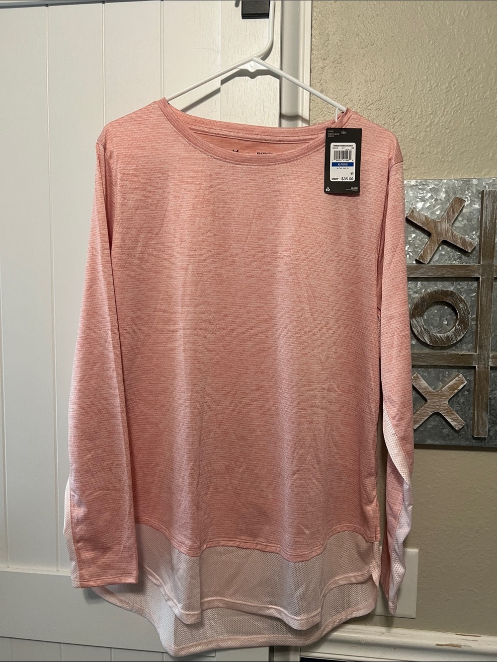 NWT Under Armour Light Pink Long Sleeve Layered Hem Top
